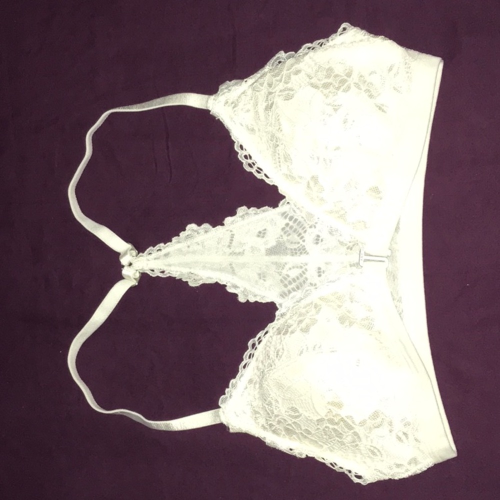 White bralette closing at front